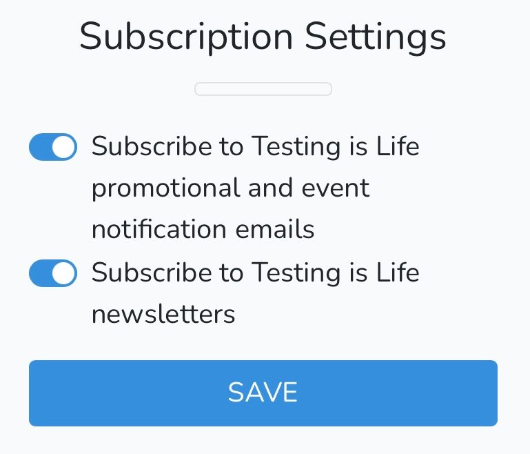 Screenshot of Subscription Settings