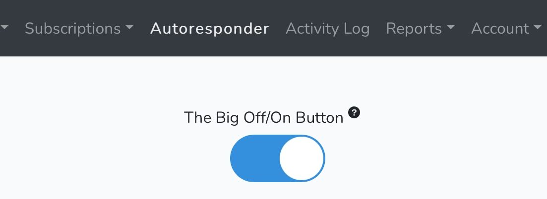 Screenshot of blue Off/On Button in the On position