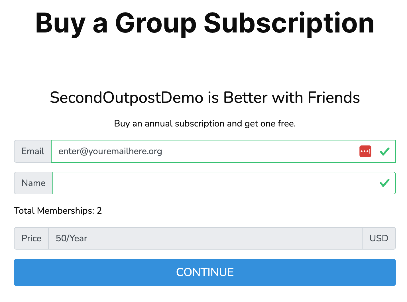 Screenshot of buying a group subscription