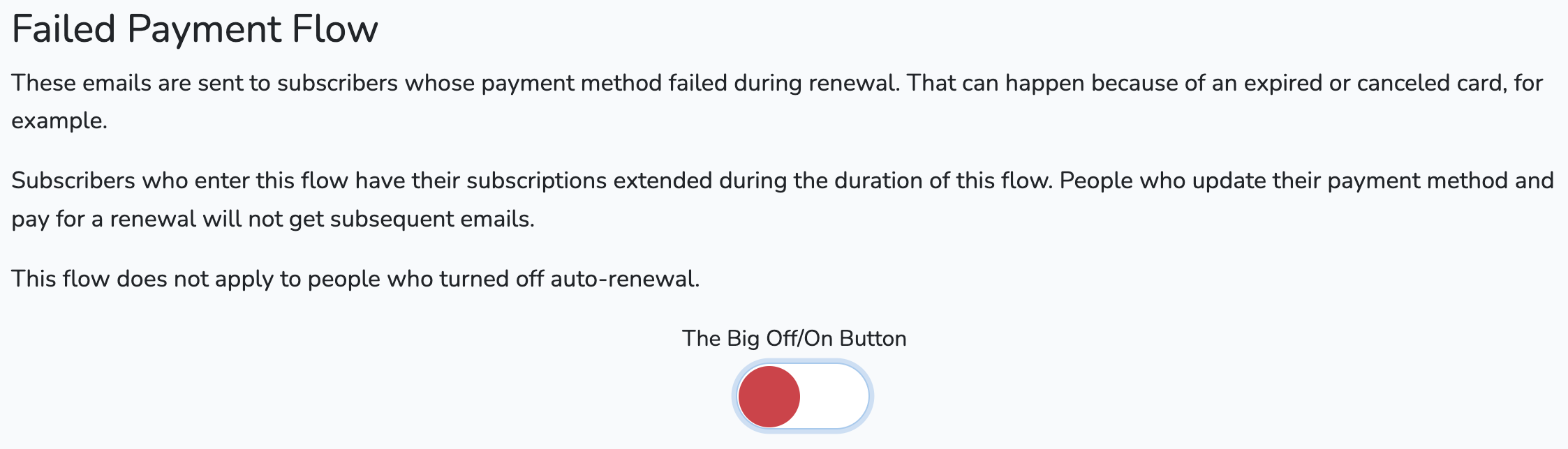 Screenshot of Off/On Button in starting Off position