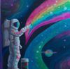 Astronaut creating a customized universe