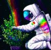 Astronaut tending a garden in space