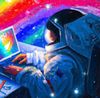 Astronaut making a colorful website