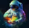 Astronaut creating modern magic in space