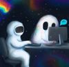 Astronaut and ghost co-working