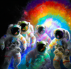 Group of astronauts in space