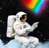 Astronaut reading in space