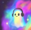 Ghost wearing headphones in space