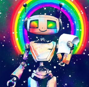 Happy robot with a report for you