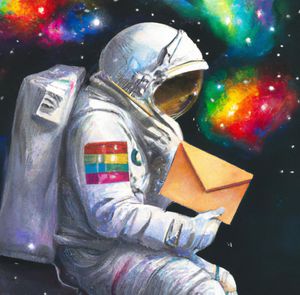 Astronaut pondering mail in space