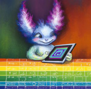 Cute creature analyzing data