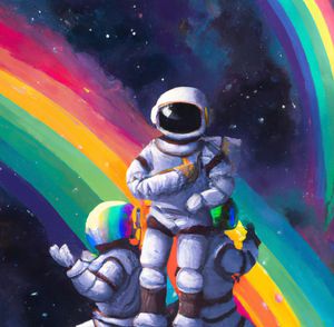 Astronaut team in space