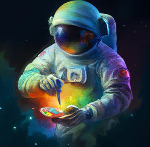 Astronaut creating modern magic in space
