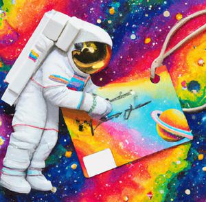 Astronaut with gift tag