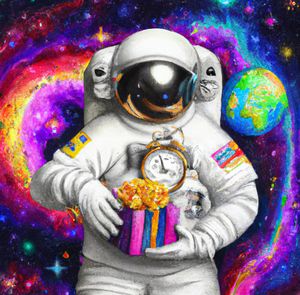 Astronaut with a gift