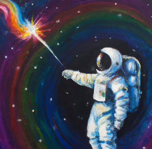 Astronaut making magic in space