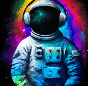 Astronaut wearing headphones