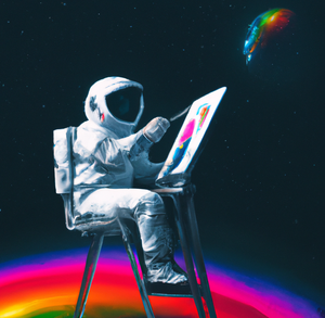 Astronaut painting in space